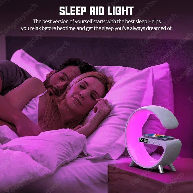 Multifunctional Wireless Charger Alarm Clock Speaker APP Control RGB Night Light Charging Station